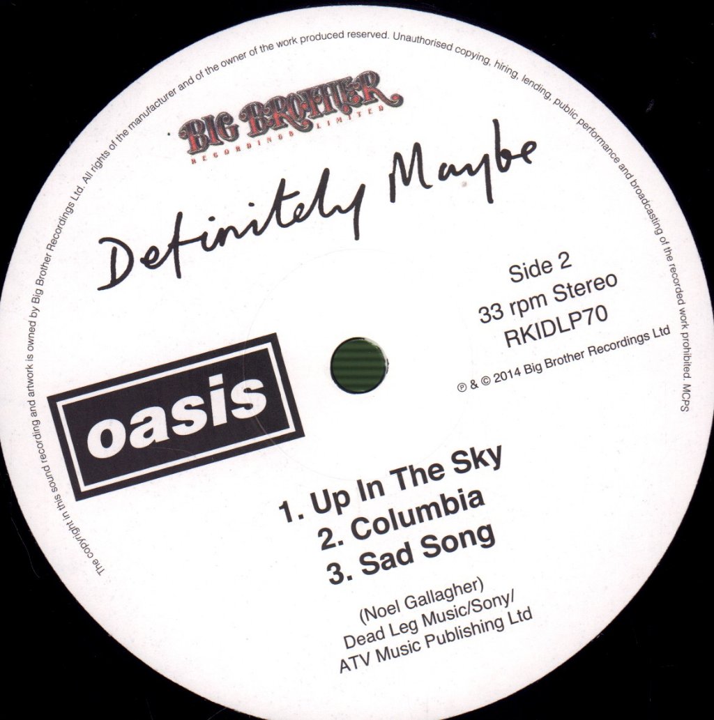 Oasis - Definitely Maybe - Double Lp