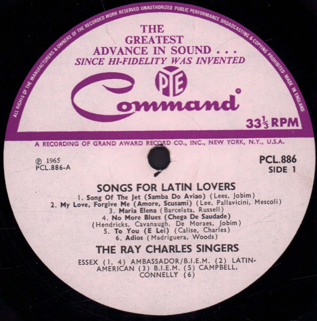 Ray Charles Singers - Songs For Latin Lovers - Lp