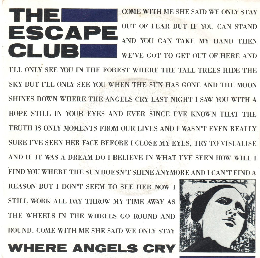 Escape Club - Where Angels Cry - 7 Inch