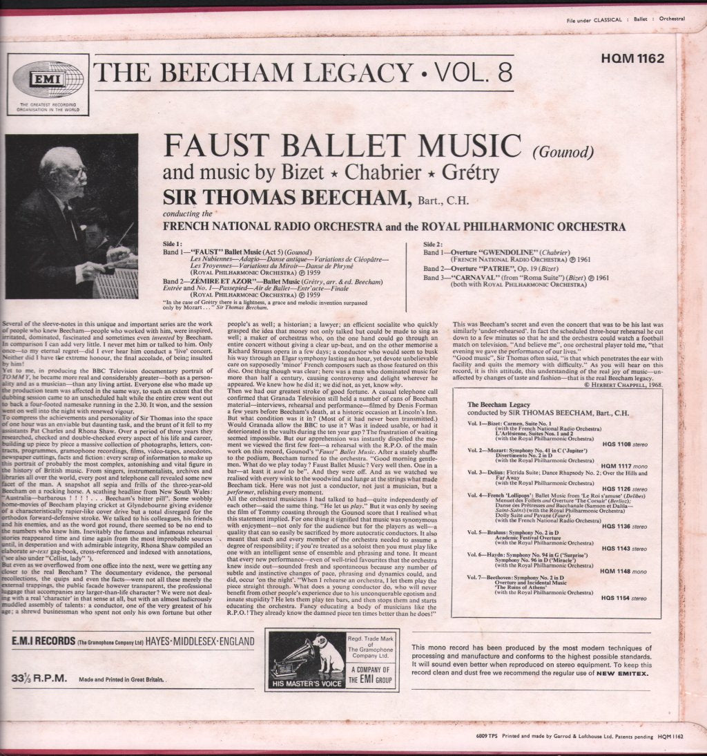 Sir Thomas Beecham - Faust Ballet Music - Lp