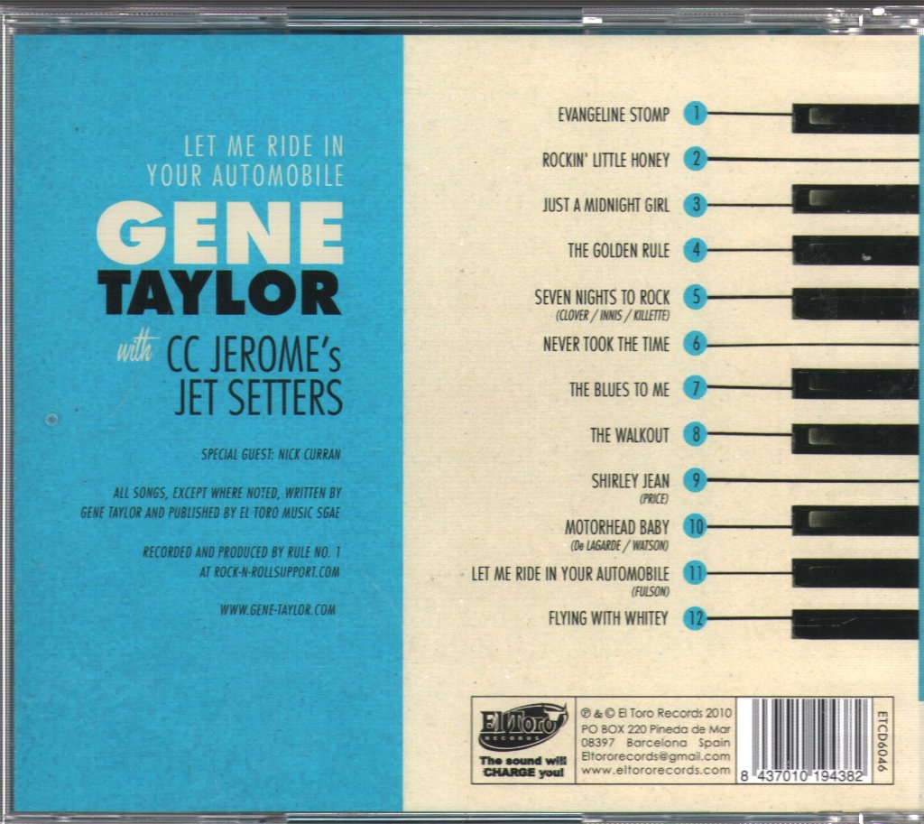 Gene Taylor with CC Jerome's Jet Setters - Let Me Ride In Your Automobile - Cd