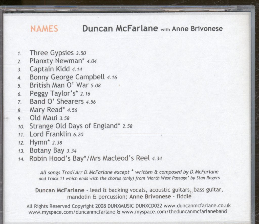 Duncan Mcfarlane With Anne Brivonese - Names - Cdr