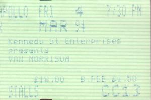 Van Morrison - Manchester Apollo 4/3/94 - Ticket