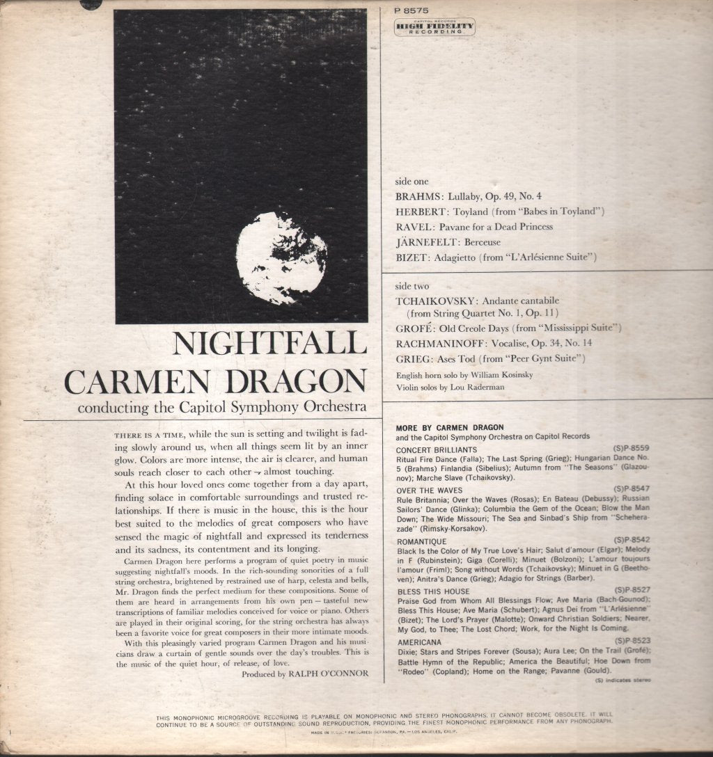 Carmen Dragon / Capitol Symphony Orchestra - Nightfall - Lp