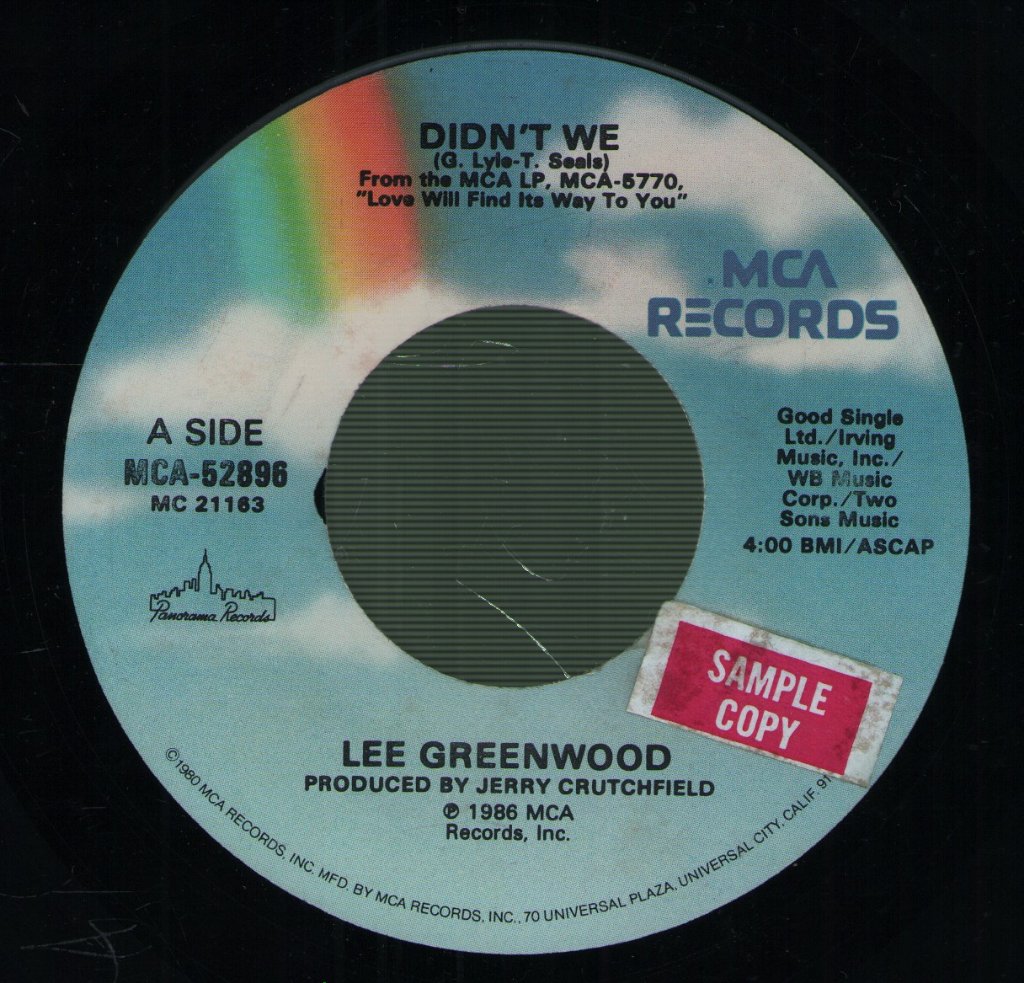 Lee Greenwood - Didn't We - 7 Inch