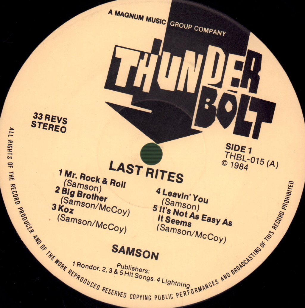 Samson (Nwobhm/Metal Group) - Last Rites - Lp