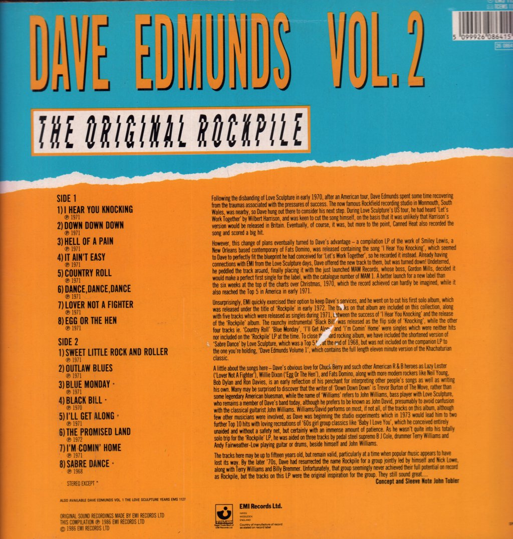 Dave Edmunds - Vol 2 Original Rockpile - Lp