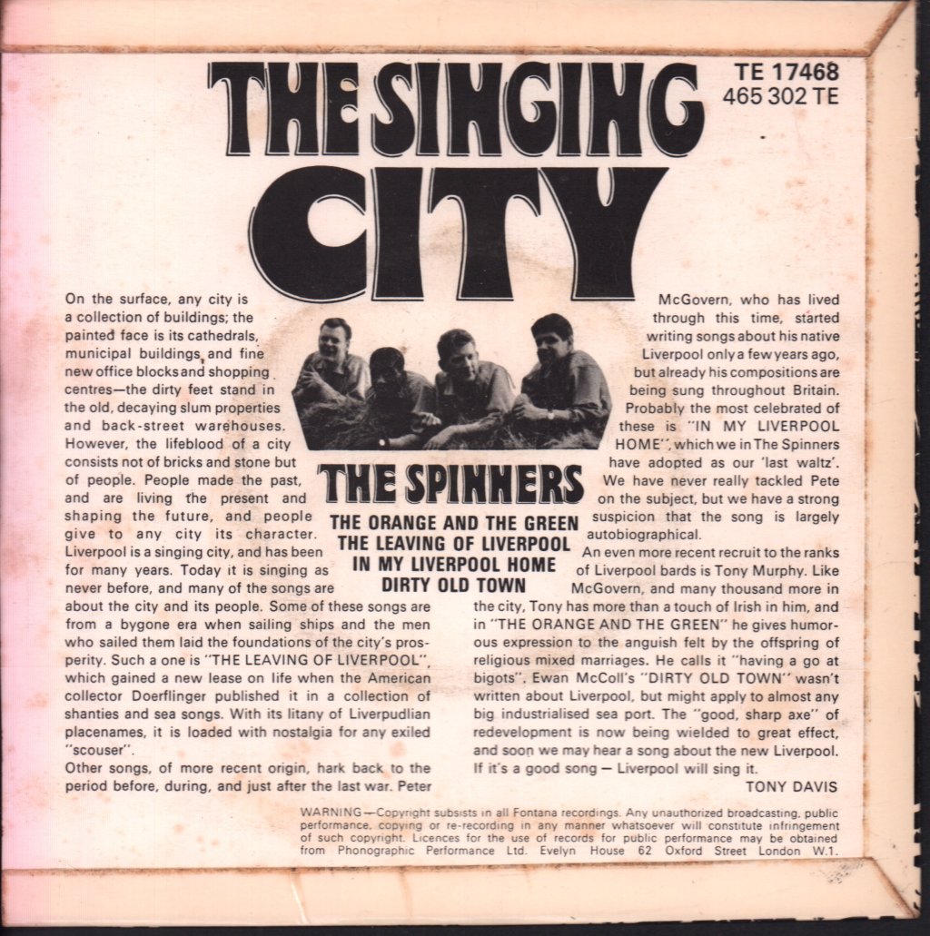 Spinners (Folk Group) - Singing City - 7 Inch