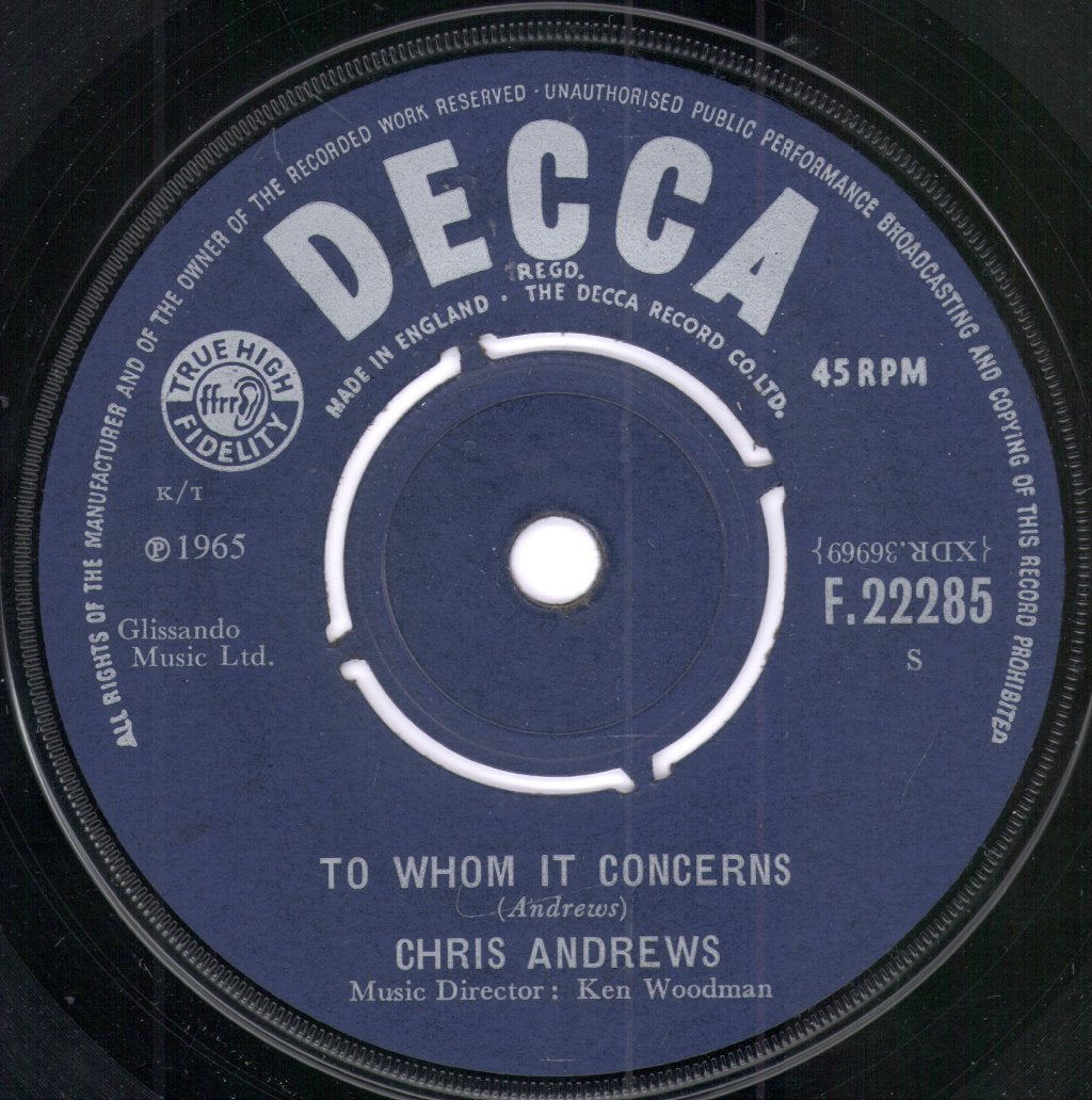 Chris Andrews - To Whom It Concerns - 7 Inch