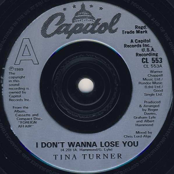 Tina Turner - I Don't Wanna Lose You - 7 Inch