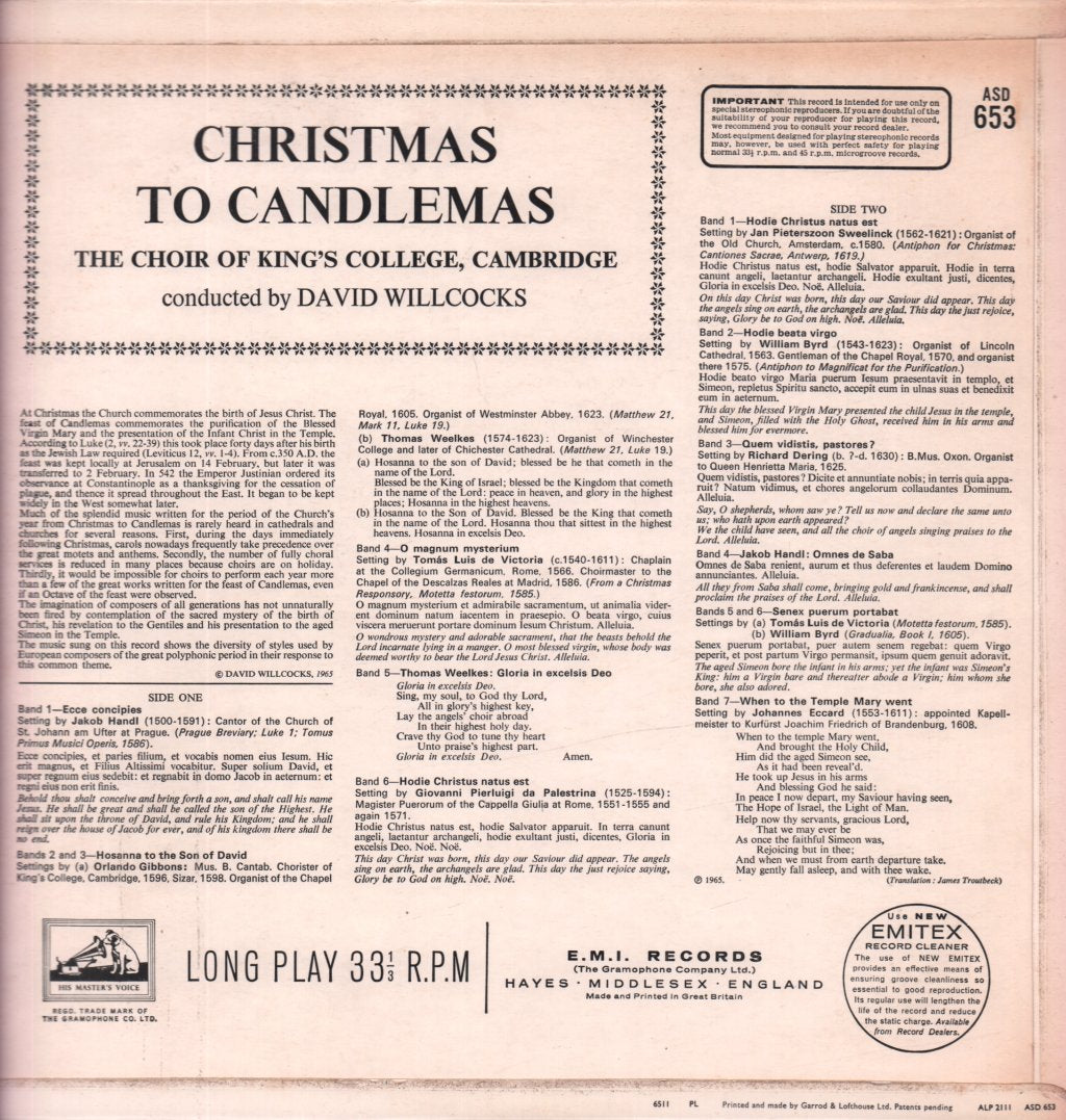 King's College Choir Of Cambridge - Christmas To Candlemas - Lp