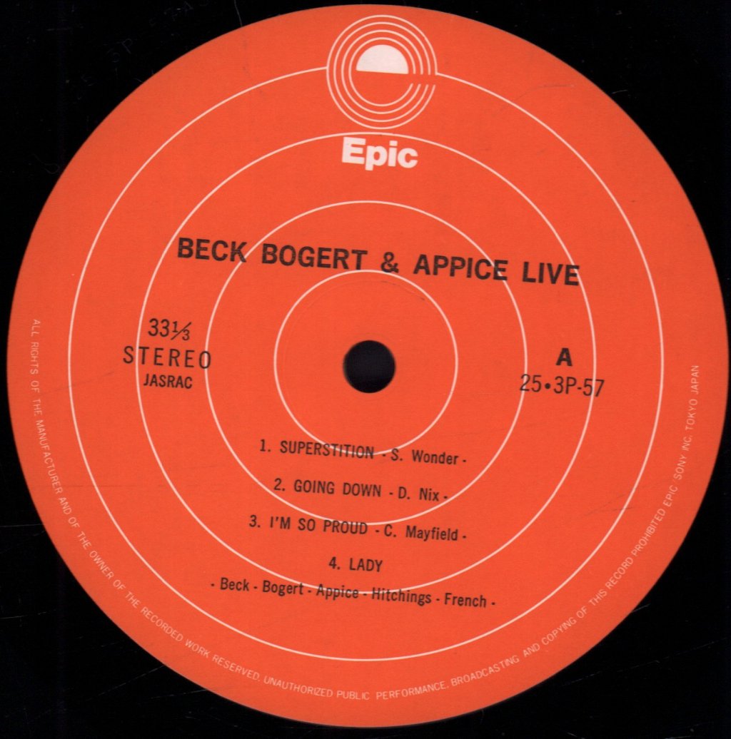 Beck, Bogert & Appice - Beck, Bogert & Appice Live - Lp
