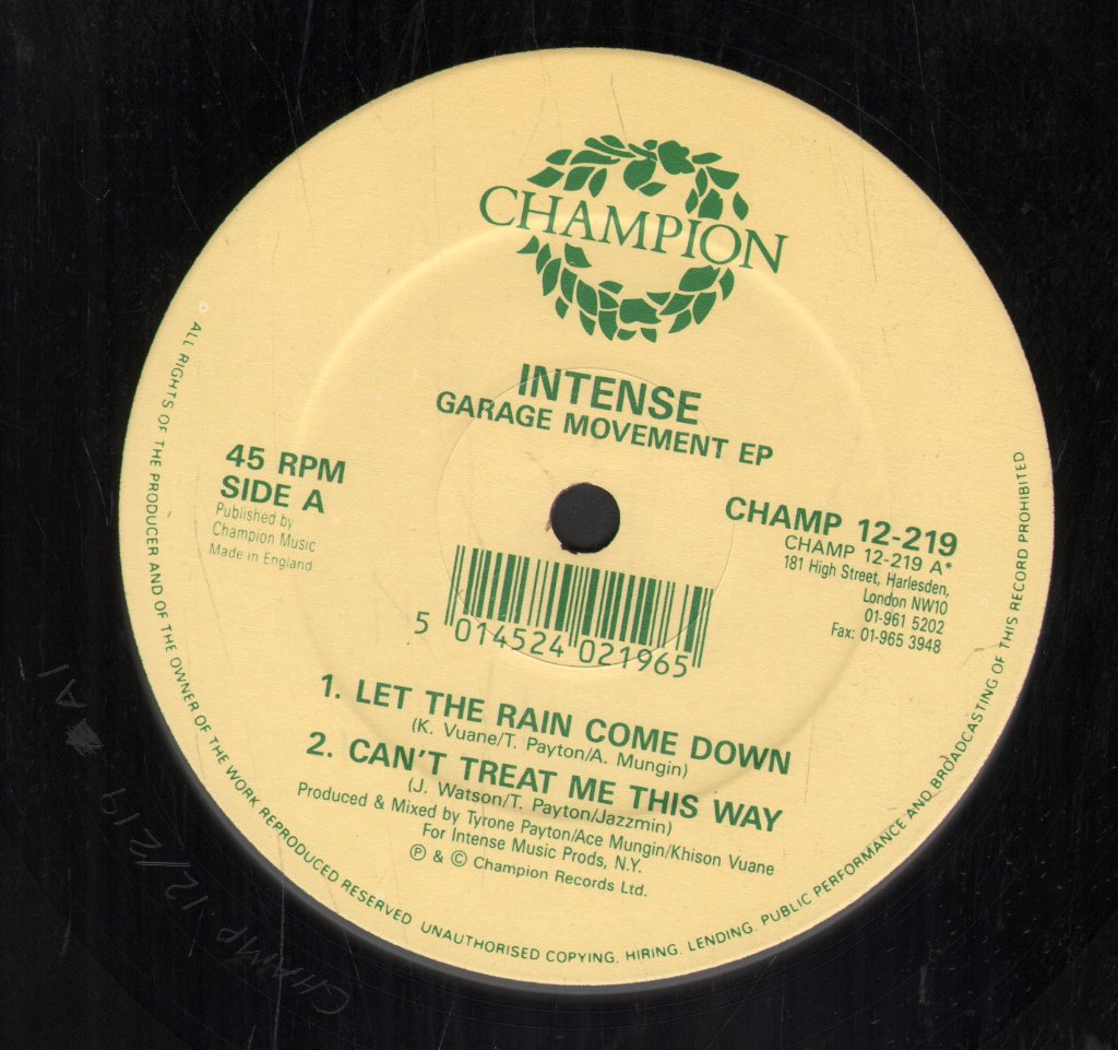 Intense - Garage Movement EP - 12 Inch
