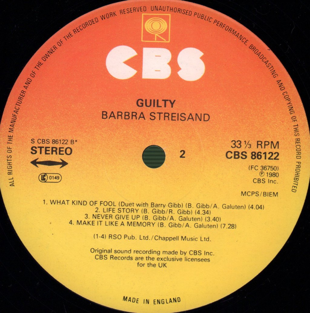 Barbra Streisand - Guilty - Lp