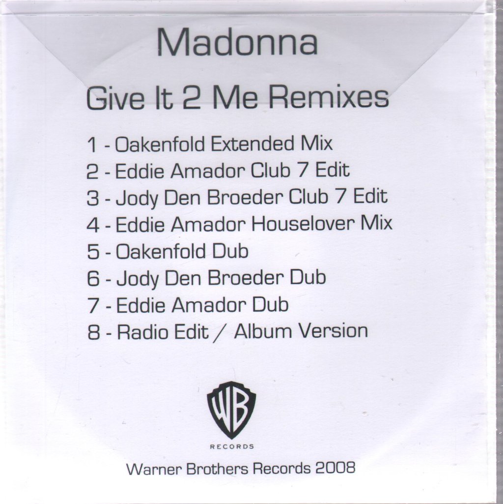 Madonna - Give It 2 Me Remixes - Cdr