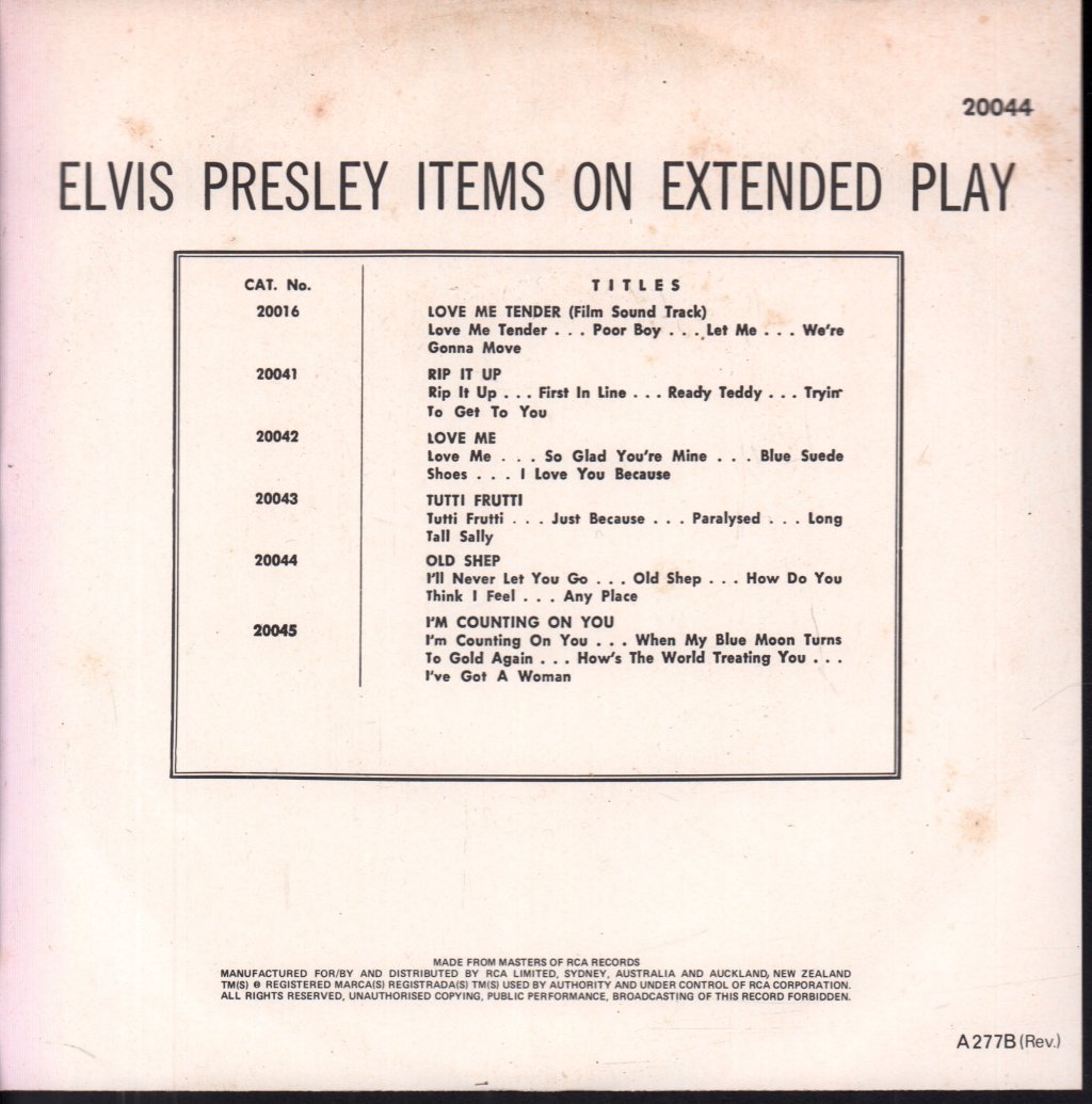 Elvis Presley - Old Shep - 7 Inch