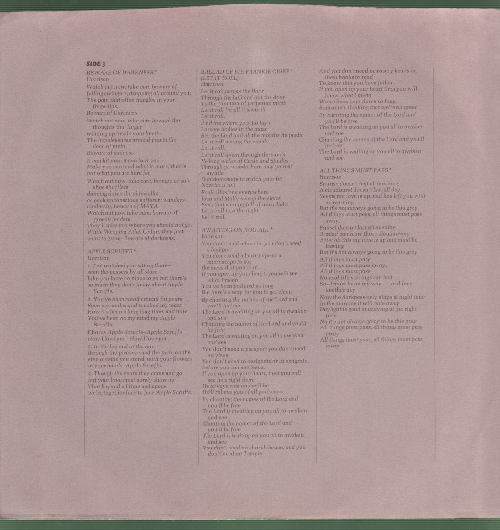 George Harrison - All Things Must Pass - Triple Lp