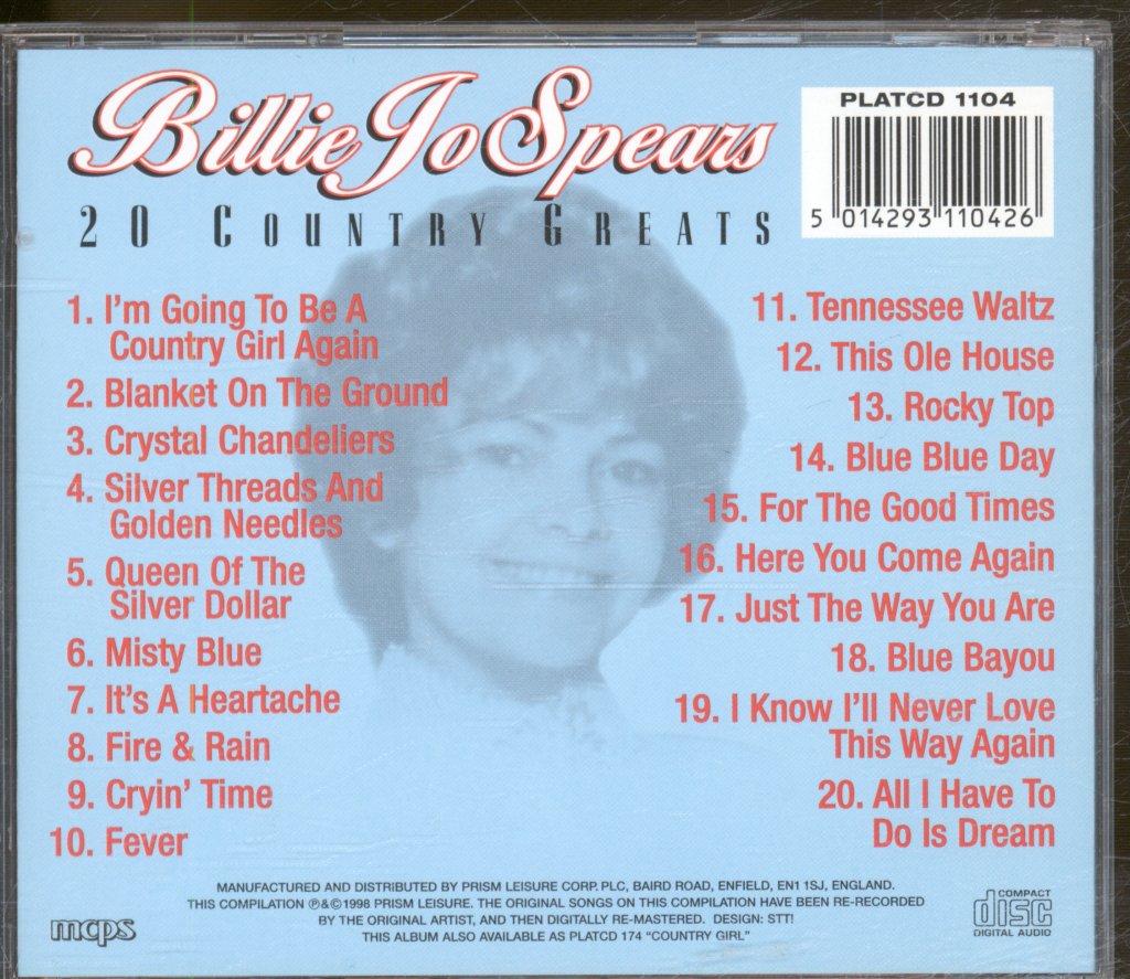 Billie Jo Spears - 20 Country Greats - Cd