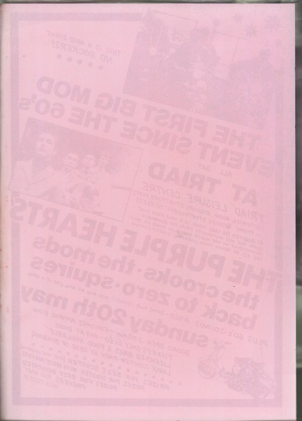 Purple Hearts/Crooks/Mods/Back To Zero/Squire - Triad Leisure Centre 20th May 1979 - Flyer