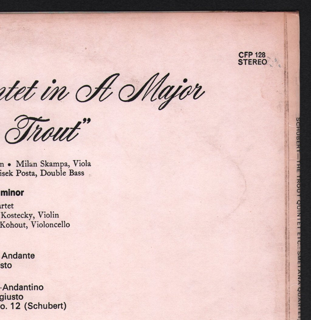 Smetana Quartet / Jan Panenka - Franz Schubert - Piano Quintet In A Major Op.114 "The Trout" - Lp