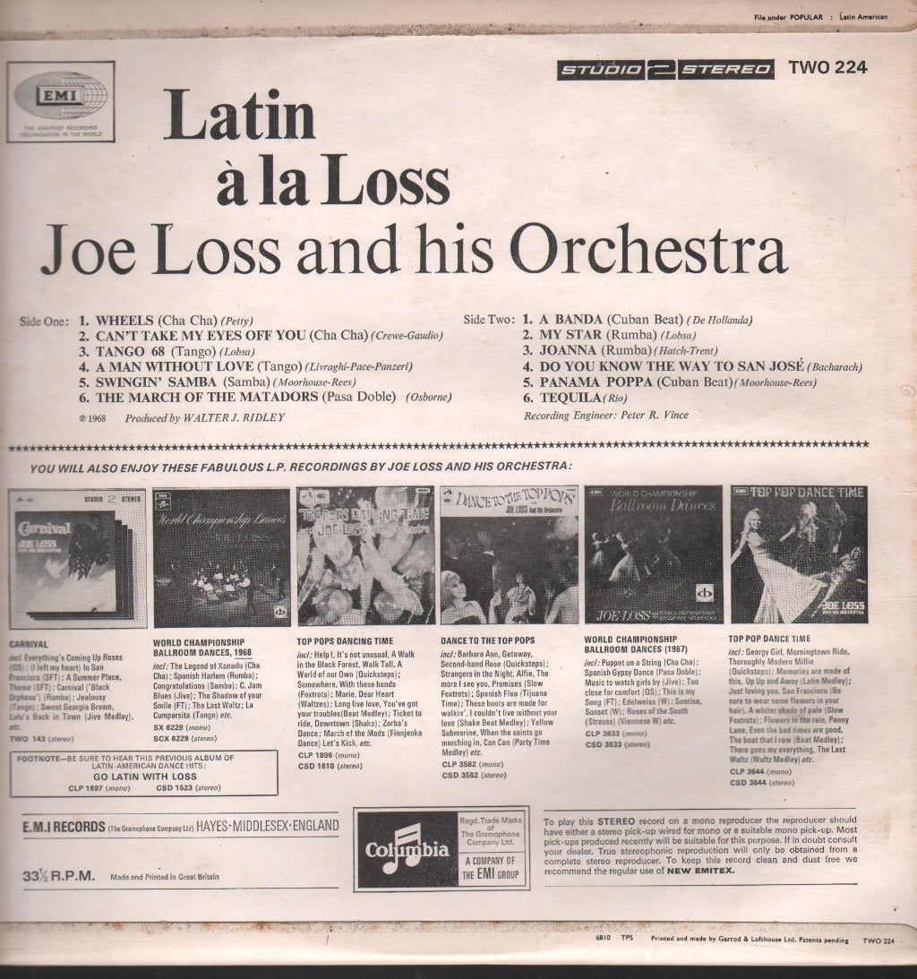 Joe Loss And His Orchestra - Latin A La Loss - Lp