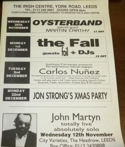 Oysterband/Fall/Carlos Nunez/Jon Martyn - Irish Centre Leeds Poster - Poster