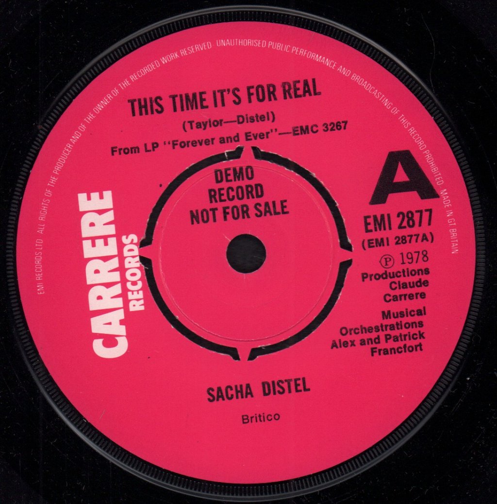 Sacha Distel - This Time It's For Real / Play It Good - 7 Inch
