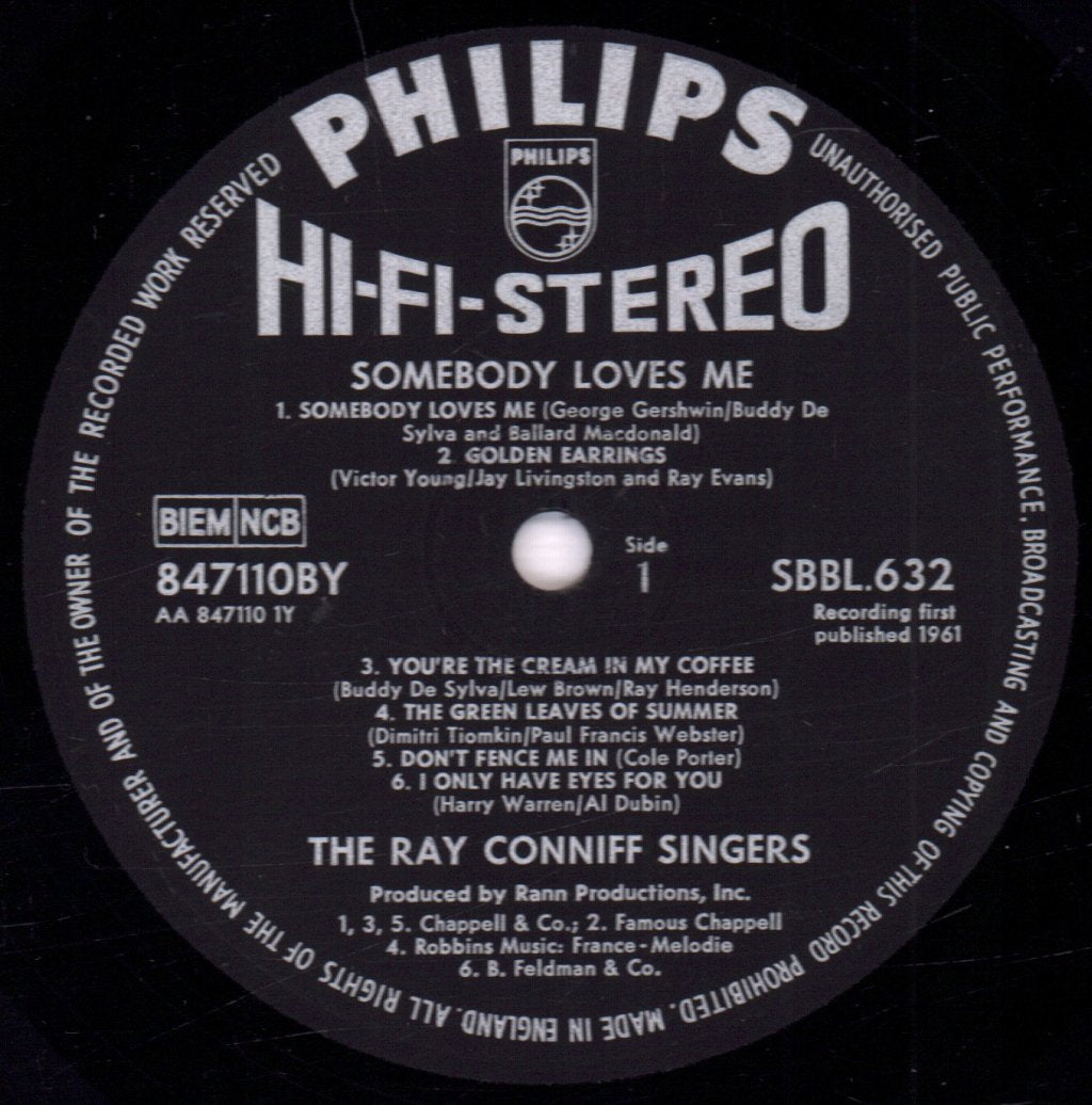 Ray Conniff And The Singers - Somebody Loves Me - Lp