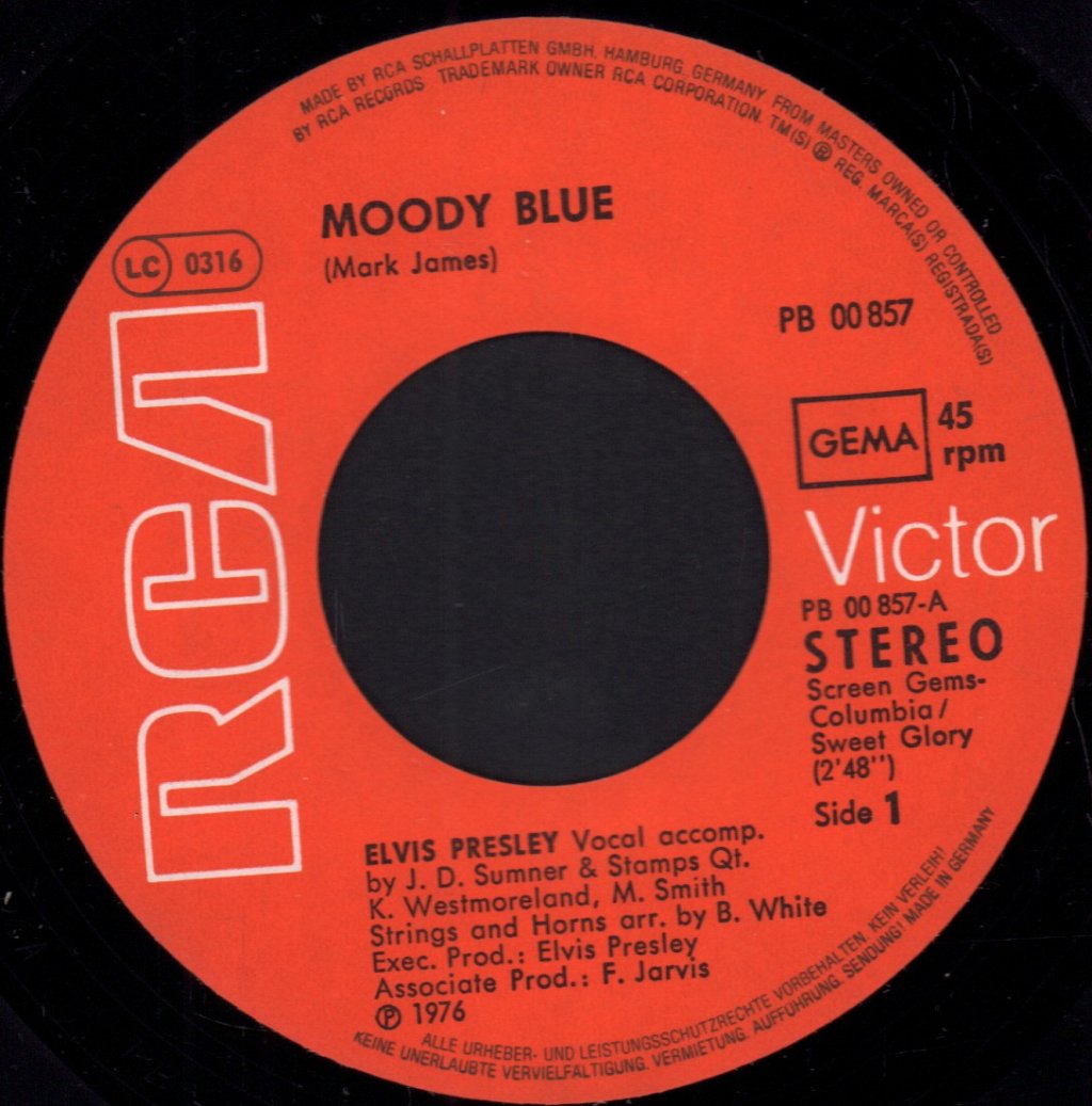 Elvis Presley - Moody Blue - 7 Inch