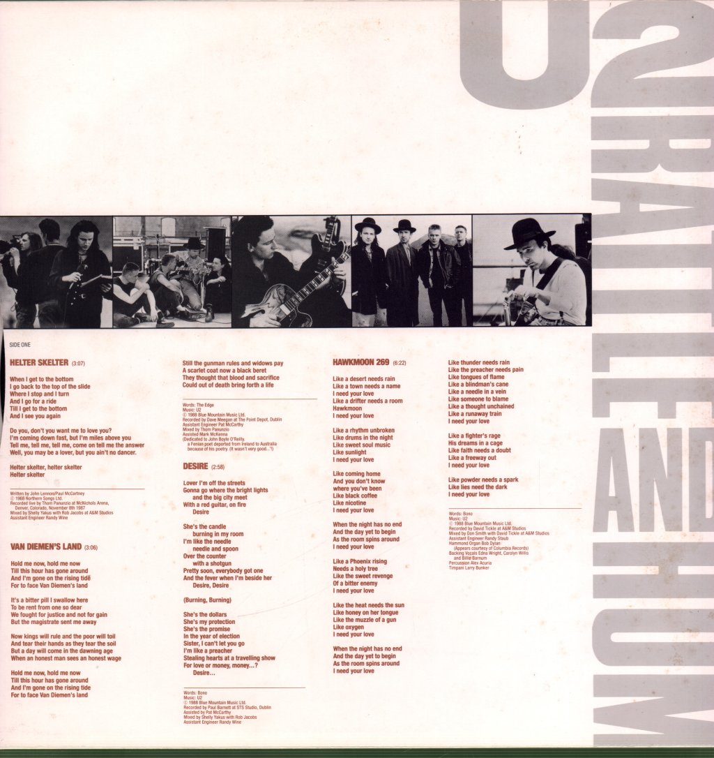 U2 - Rattle And Hum - Double Lp