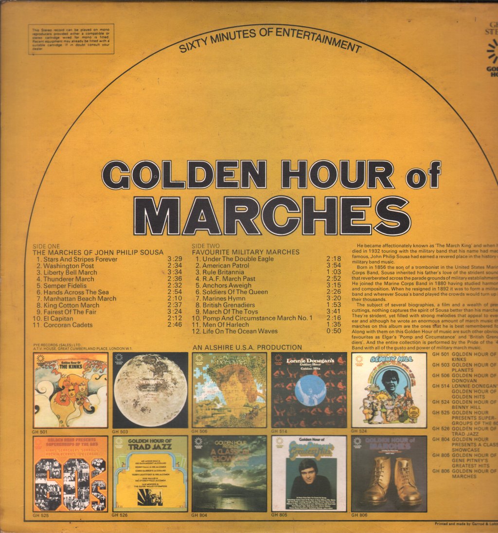 John Philip Sousa - Golden Hour Of Marches - Lp