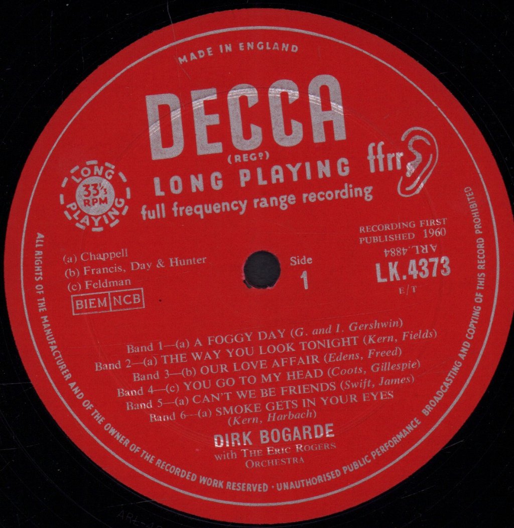 Dirk Bogarde - Lyrics For Lovers - Lp