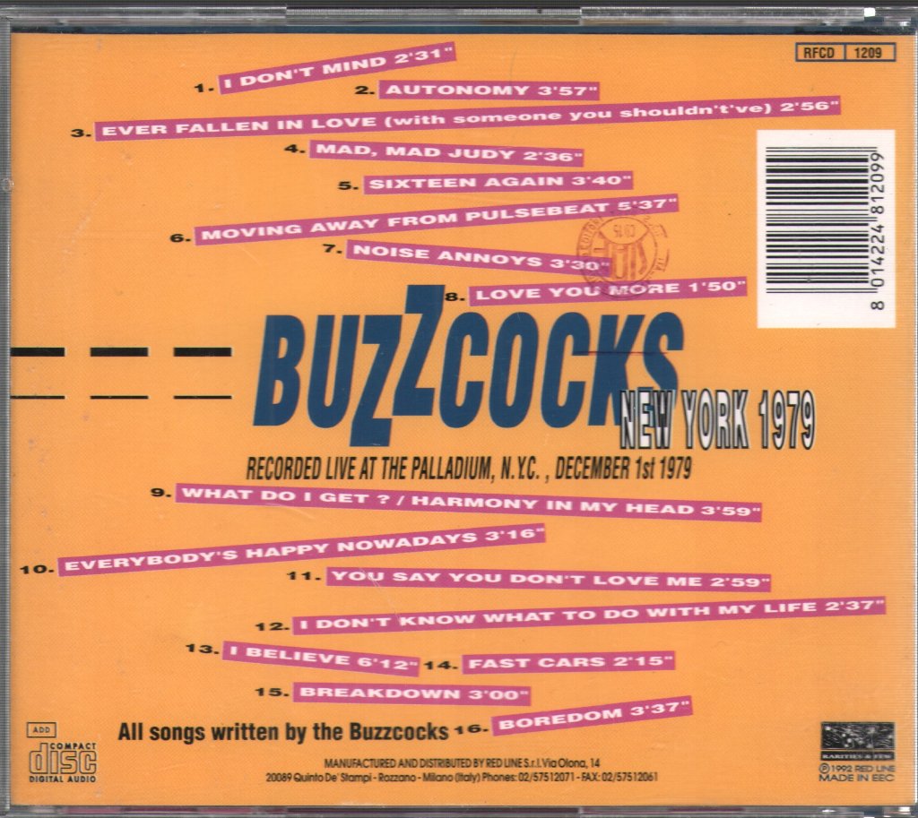 Buzzcocks - New York 1979 - Cd