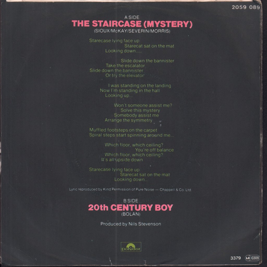 Siouxsie & The Banshees - Staircase Mystery - 7 Inch