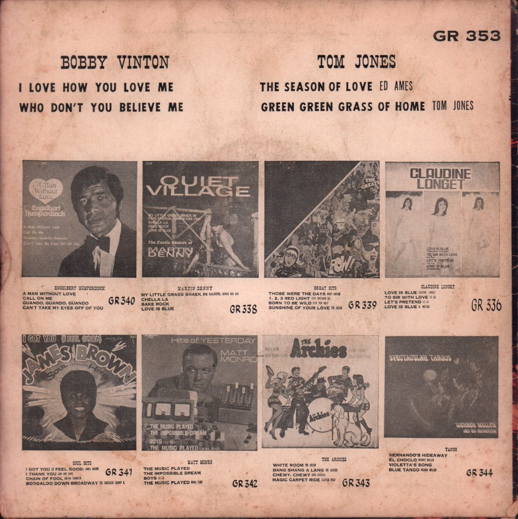 bobby vinton / tom jones - i love how you love me / season of love - 7 Inch