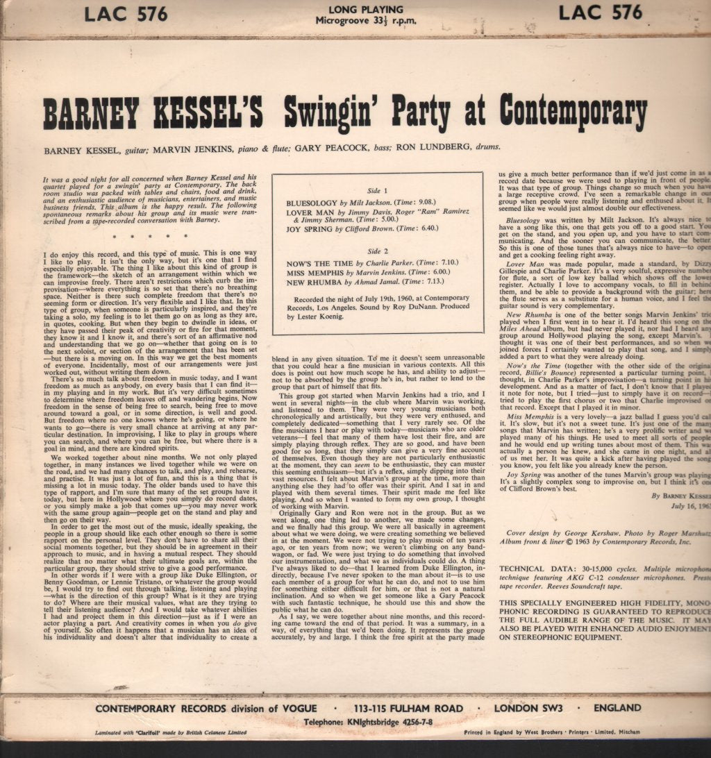 Barney Kessel - swingin' party - Lp