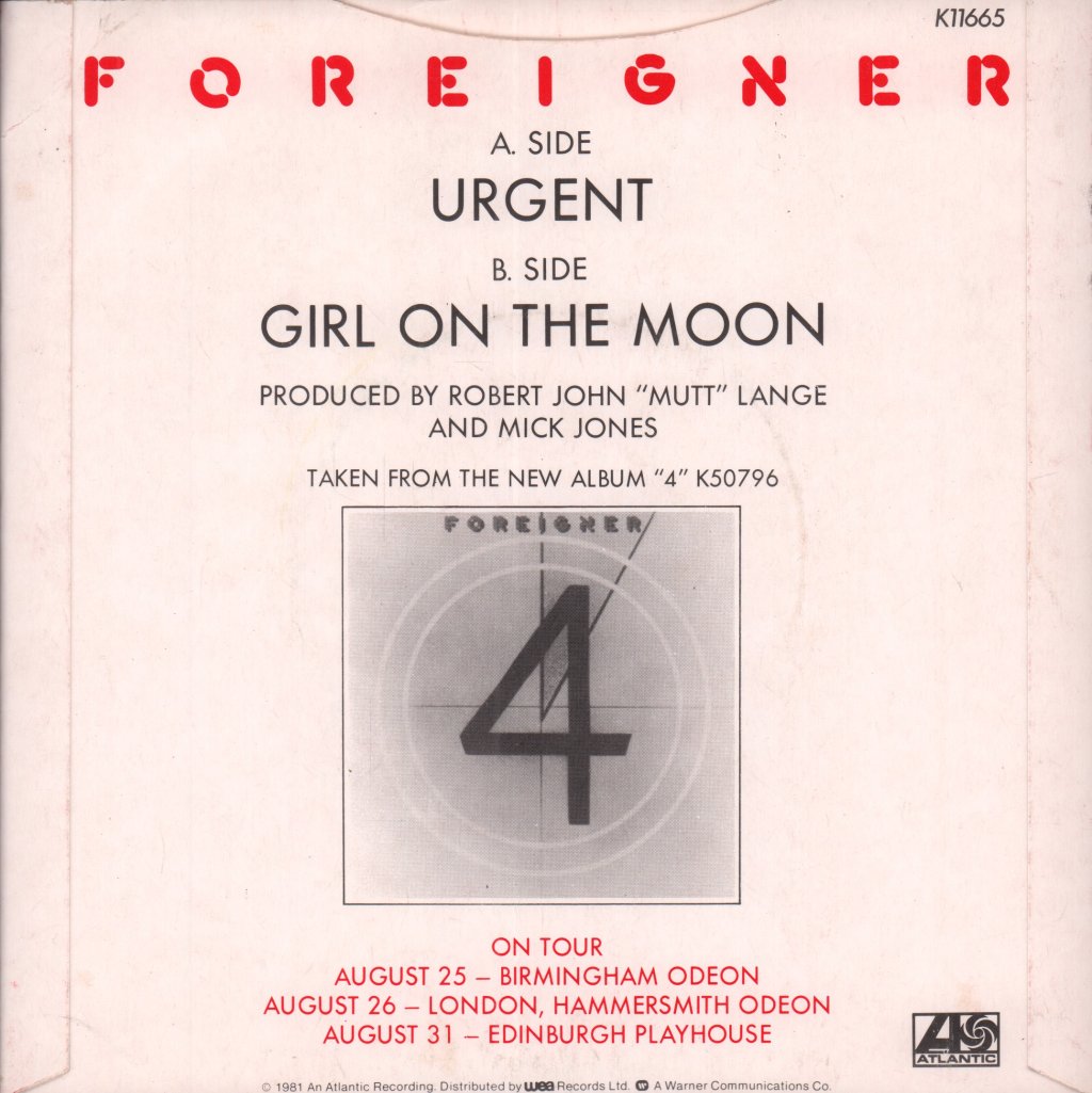Foreigner - Urgent - 7 Inch