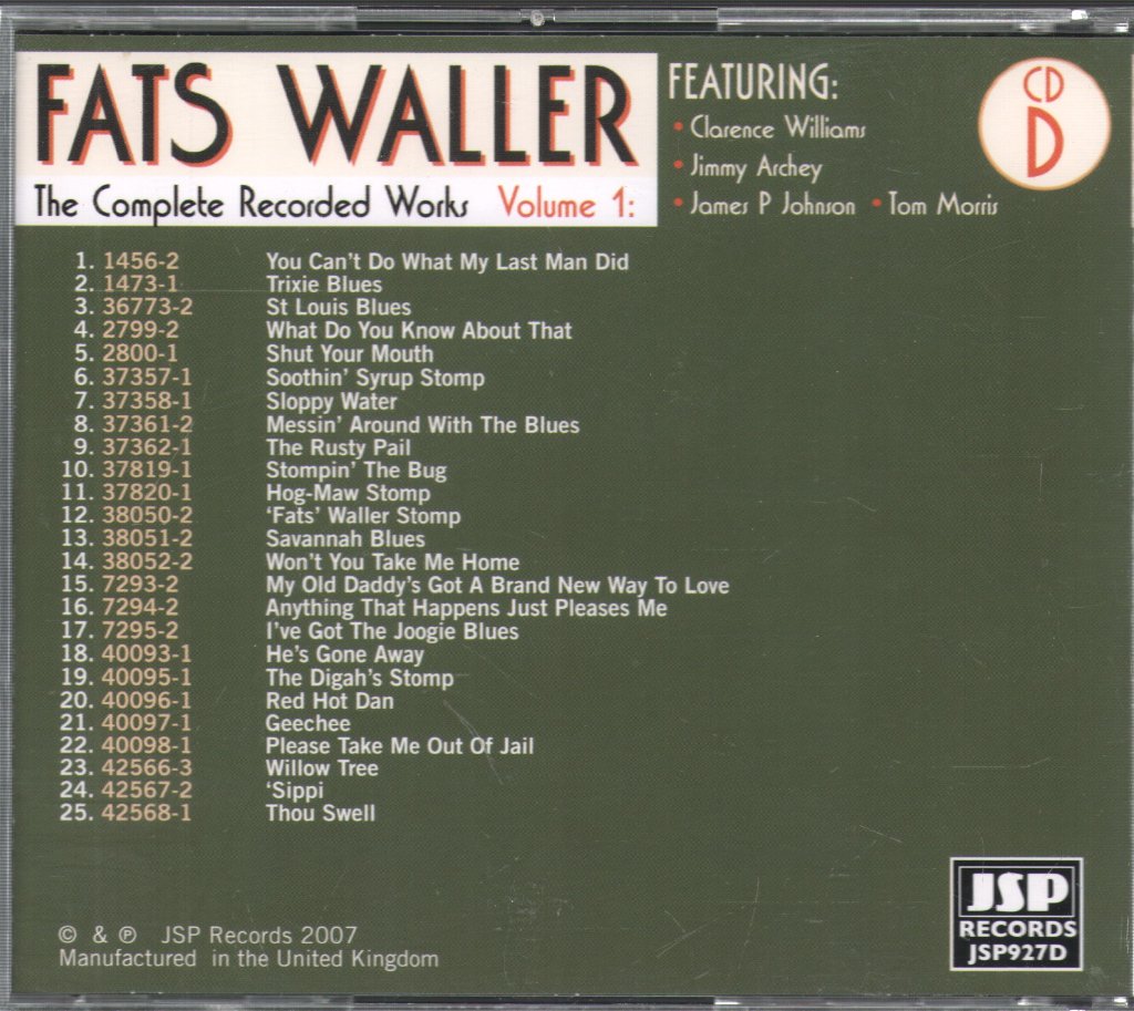 Fats Waller - Complete Recorded Work - Alternatives - Cd