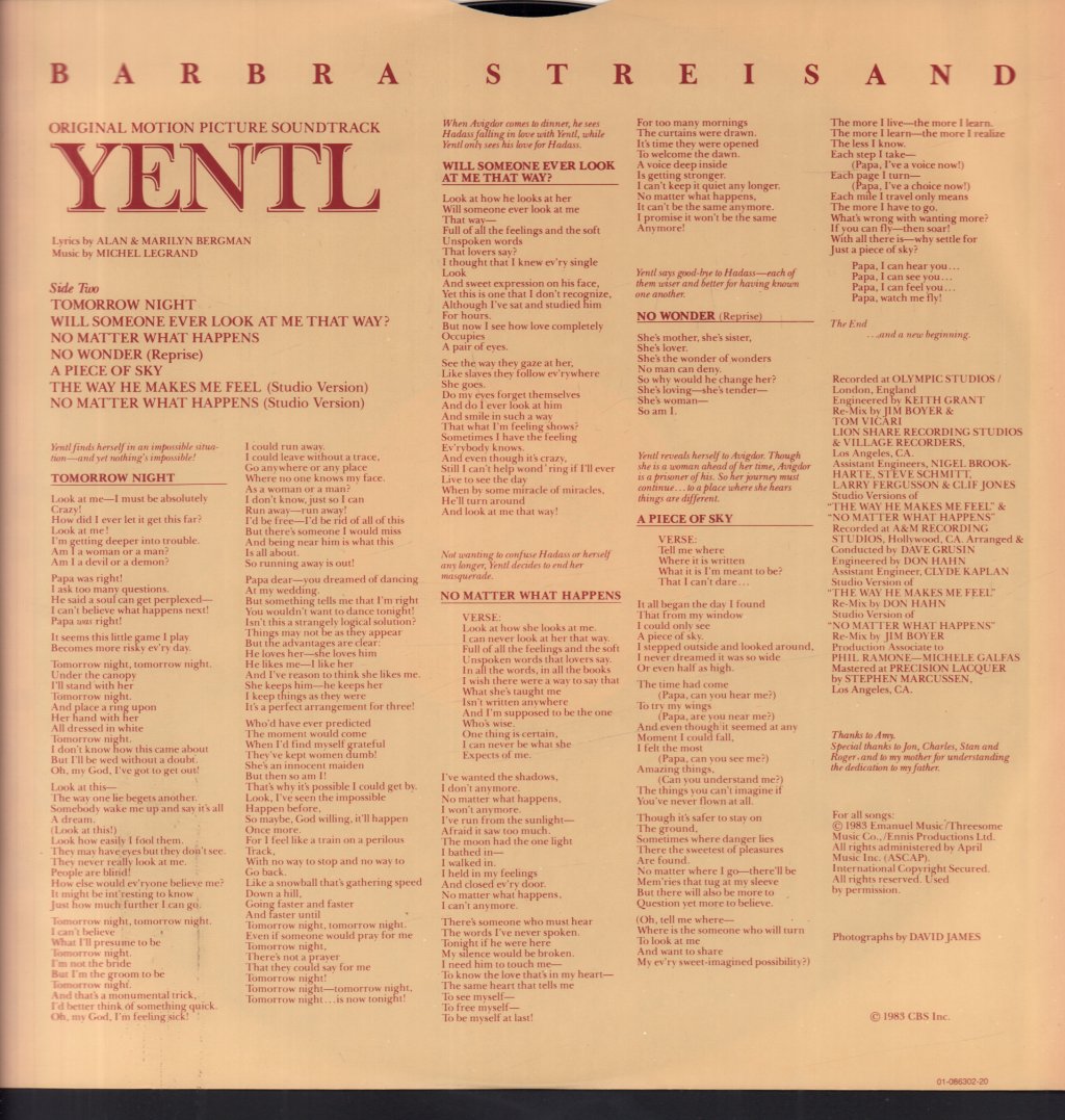 Barbra Streisand - Yentl Soundtrack - Lp