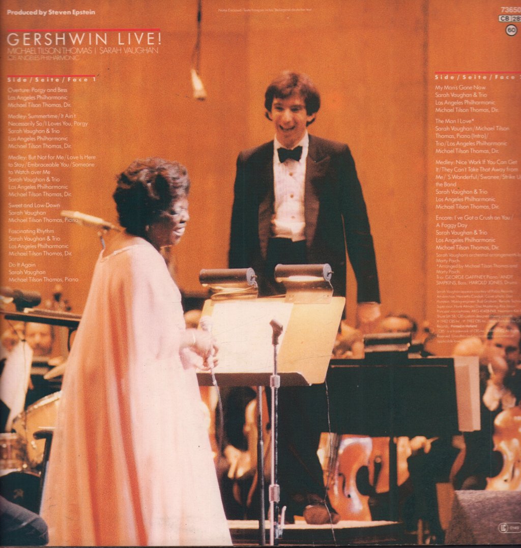 Michael Tilson Thomas Sarah Vaughan Los Angeles Philharmonic - Gershwin Live! - Lp