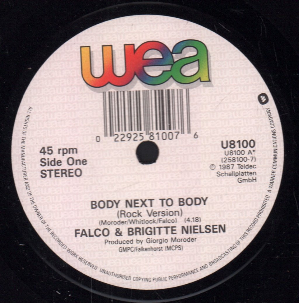 Falco And Brigitte Nielsen - Body Next To Body - 7 Inch