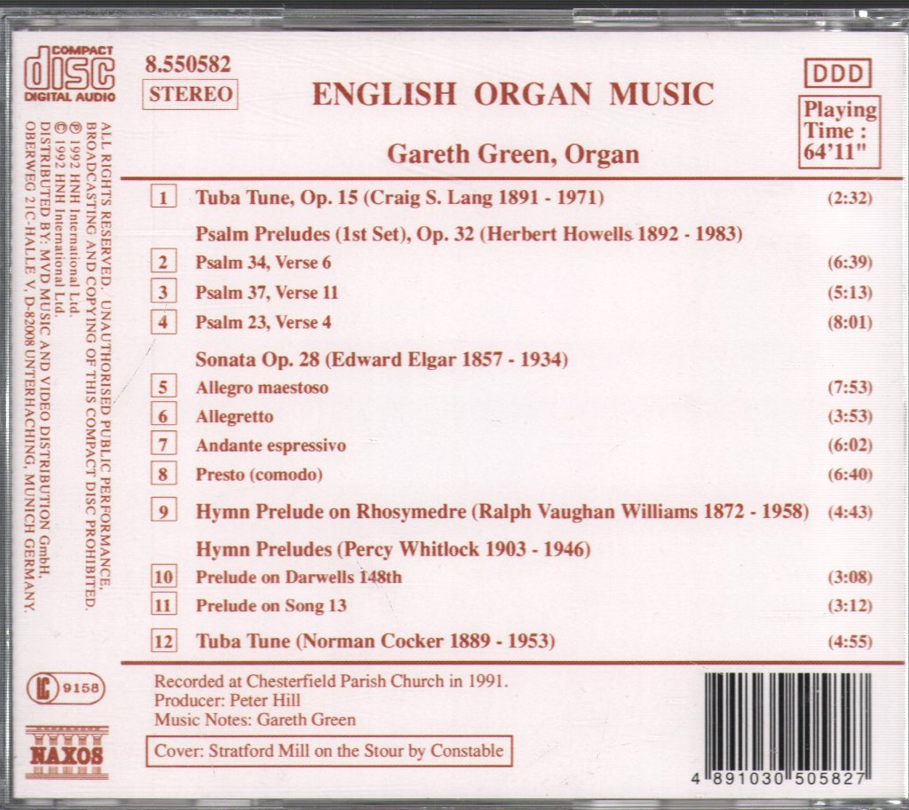 Craig Sellar Lang - English Organ Music - Cd