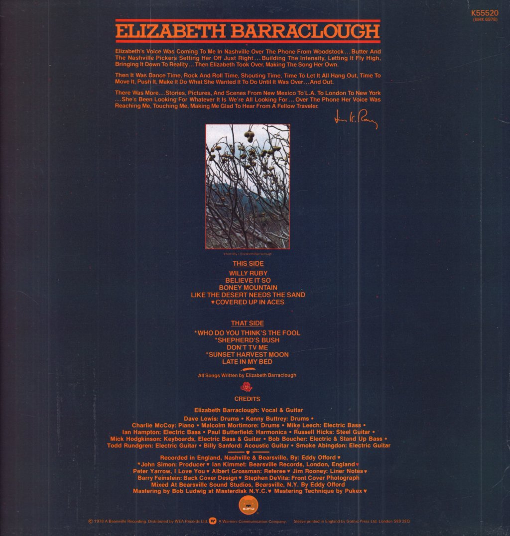 Elizabeth Barraclough - Elizabeth Barraclough - Lp