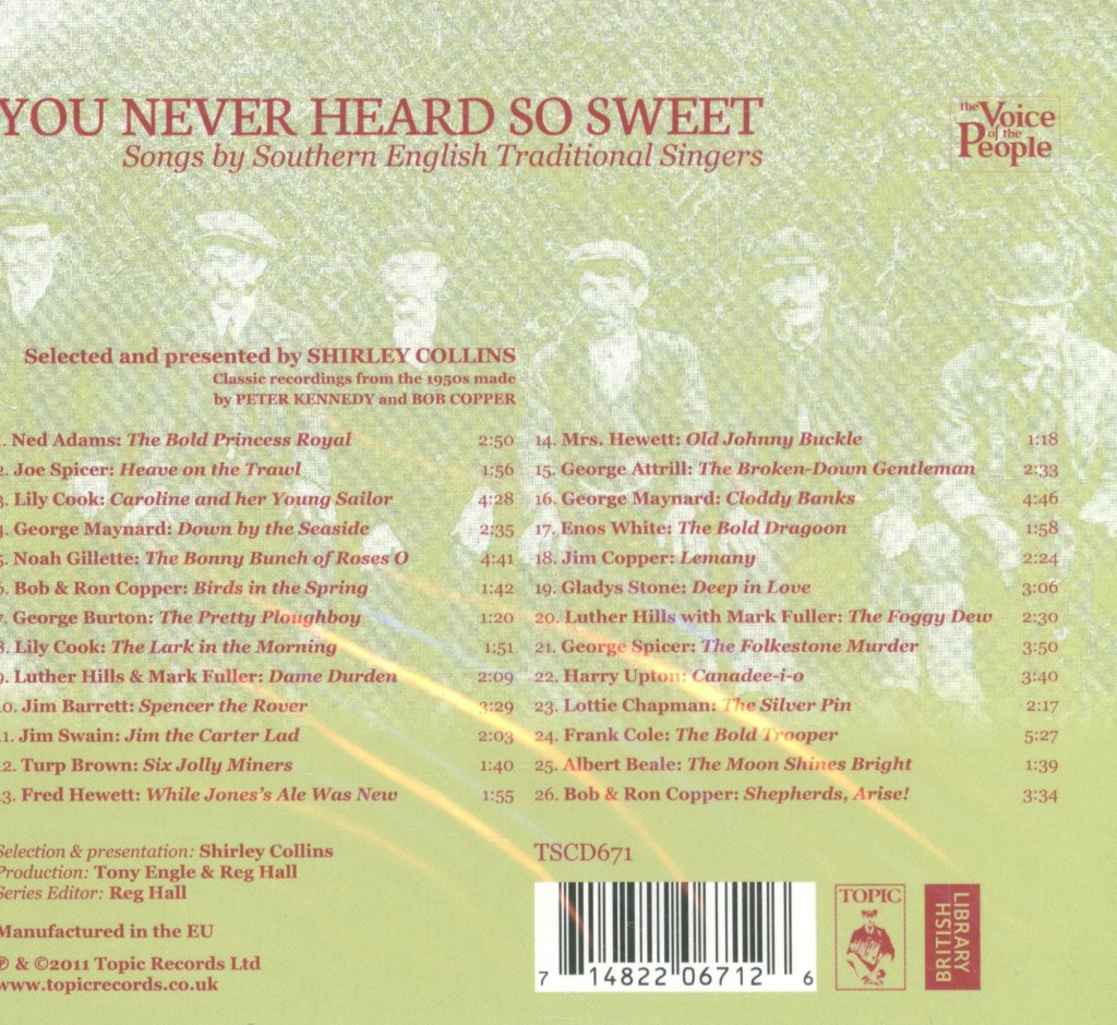 You Never Heard So Sweet - Songs By Southern English Traditional Singers - Cd