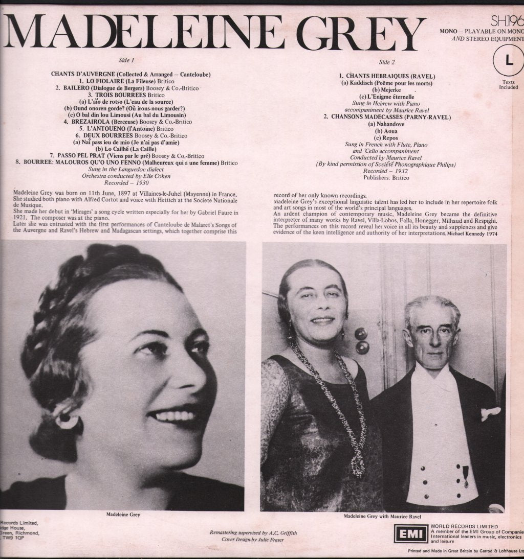 Madeleine Grey - Her Historic Recordings - Lp