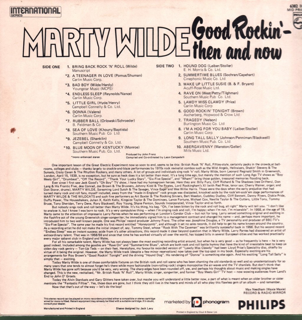 Marty Wilde - Good Rockin' - Then And Now - Lp