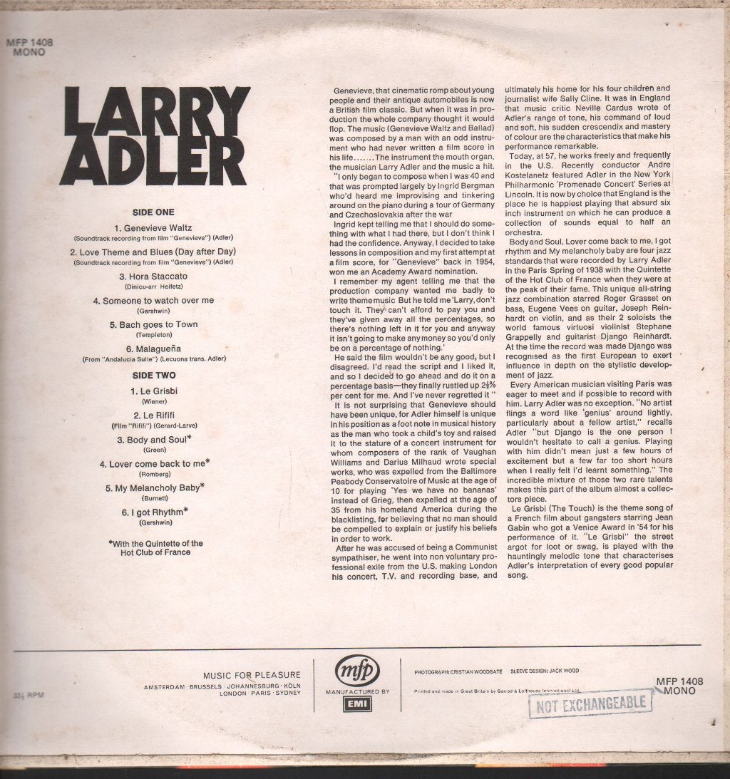 Larry Adler - Plays Genevieve Waltz - Lp