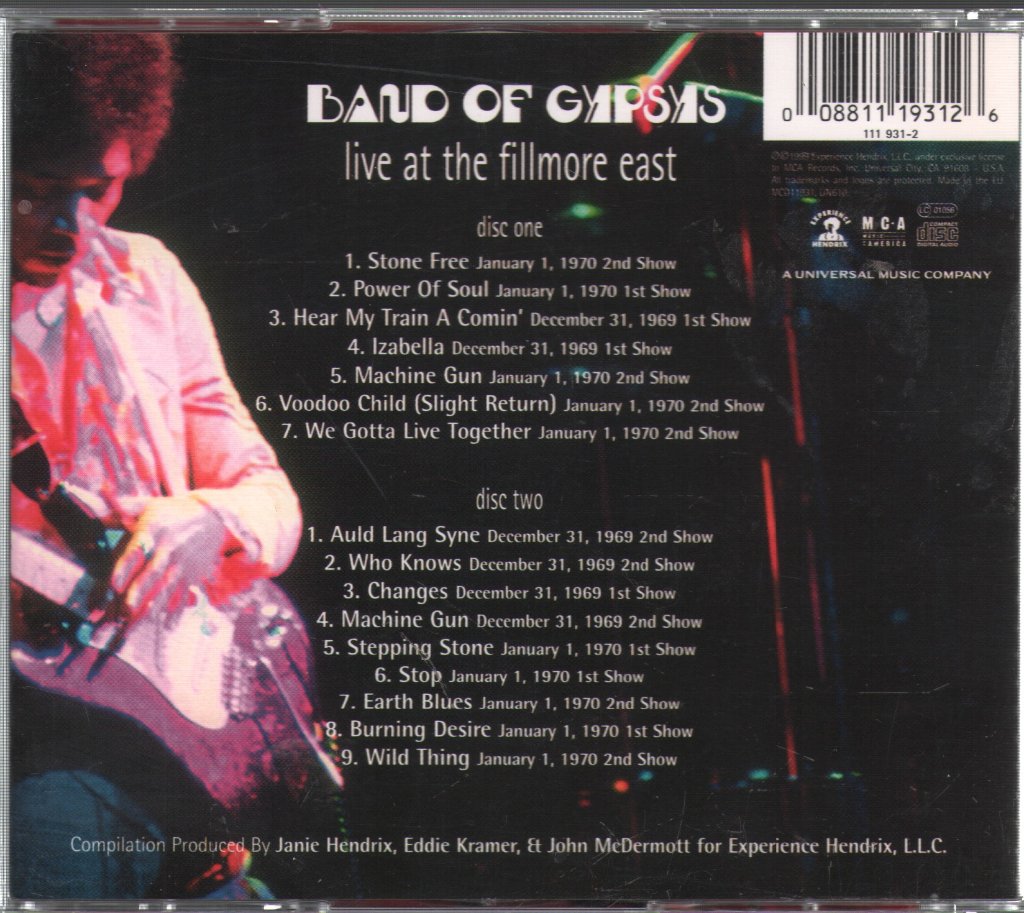 Jimi Hendrix - Live At The Fillmore East - Double Cd