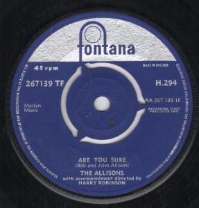 Allisons - Are You Sure - 7 Inch