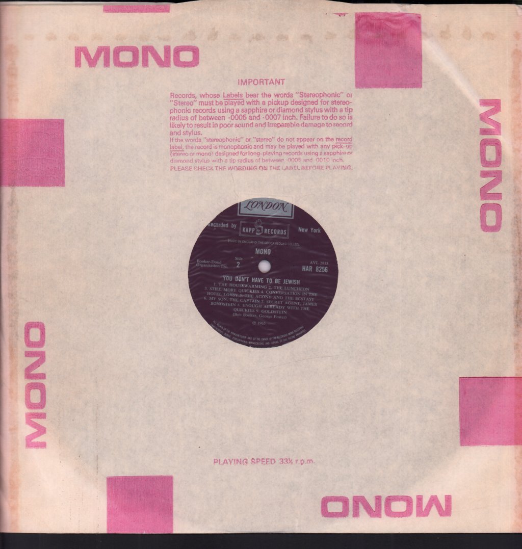 Various Artists - You Don't Have To Be Jewish - Lp